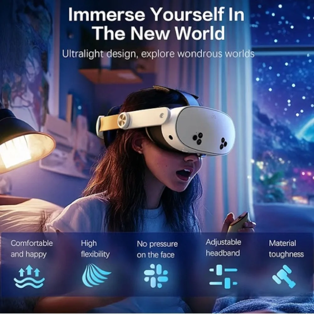 VR Headset with Adjustable Strap - Black and White